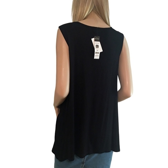 CHARLIE Paige Versatile Sleeveless Top Chemise Tunic Keyhole Flounce - Picture 6 of 10